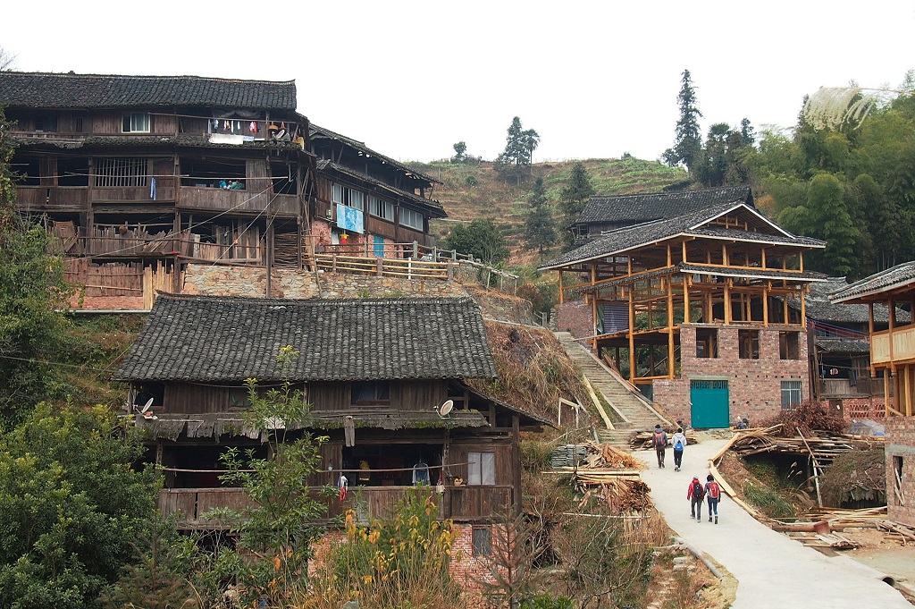 The slopes in Gaoyou Village are very steep. It takes us a long time to climb up the slope for conducting household surveys with villagers.